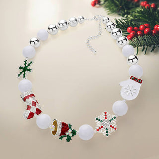 Decorative necklace with Christmas-themed pendants 