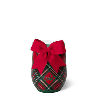 Christmas Plaid Stemless Wine Cup 12oz