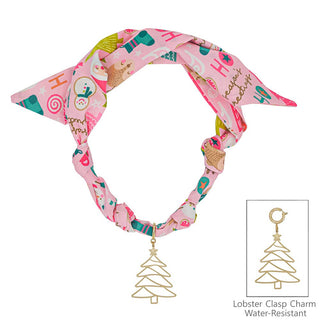 Christmas Tree Printed Silk Knotted Scarf Necklace 