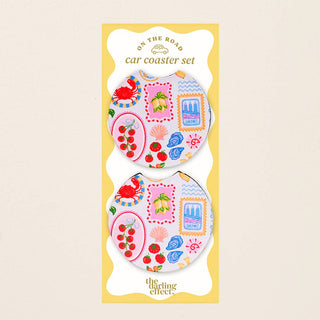 Packaged car coaster set.