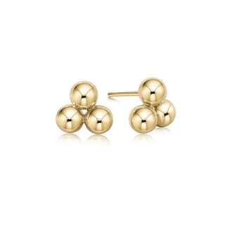 Classic cluster gold stud earrings.