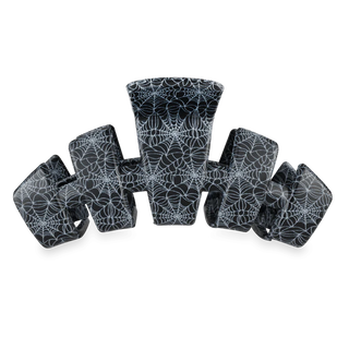Teleties webbed large classic hair clip with spider web pattern.