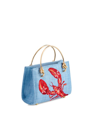 Claudia Mini Embroidered Lobster Straw Bag