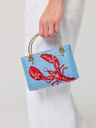 Claudia Mini Embroidered Lobster Straw Bag