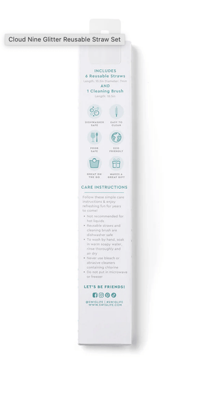 Cloud Nine Glitter Reusable Straw Set