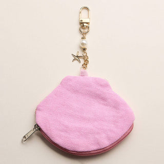 Coastal Hand-Beaded Shell Mini Pouch with Starfish Charm Keychain