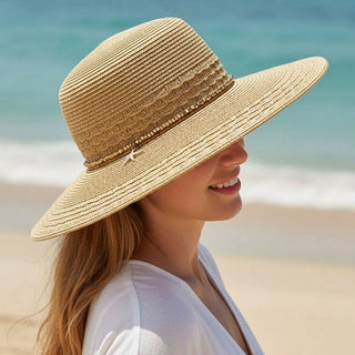 Coastal Starfish Wide Brim Straw Sun Hat