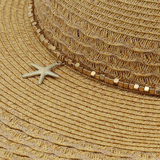 Coastal Starfish Wide Brim Straw Sun Hat
