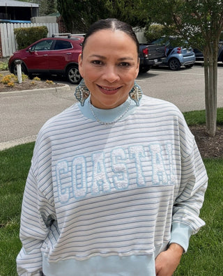 "Coastal" Stripe Crop Sweatshirt