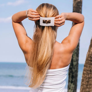 Coconut White Large Flat Rectangle Hair Clip