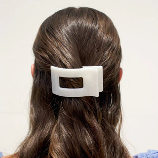 Coconut White Small Flat Rectangle Hair Clip