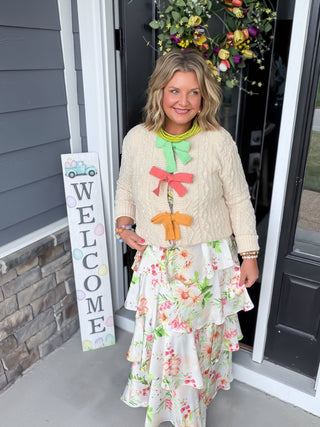 Colette Multi-Color Ribbon Tie Cardigan
