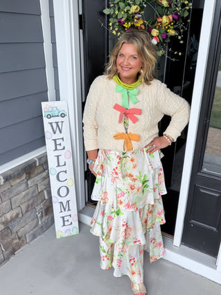 Colette Multi-Color Ribbon Tie Cardigan