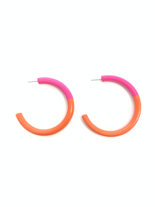 Color Block Hoop Earrings | Hot/Pink Orange