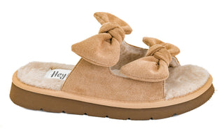 Corkys | Airplane Mode Sand Faux Suede Bow Slide Sandals