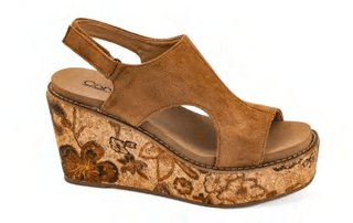 brown suede wedge shoe