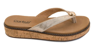 Corkys gold off the deep end sandals.