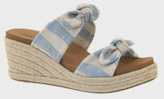 Corkys tie the knot blue stripe wedge.
