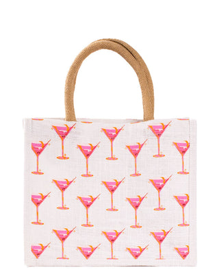 Tote bag with martini glass pattern.