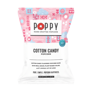 Poppy hand-crafted popcorn bag with cotton candy flavor 