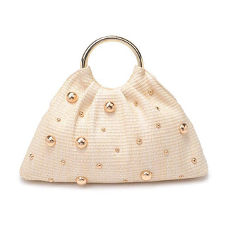 Harper Studded Straw Clutch/Evening Bag