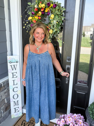 denim midi dress