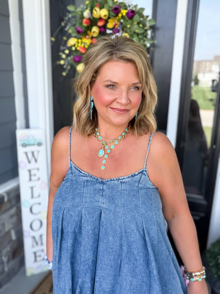 Denim Darling Pleated Midi Dress
