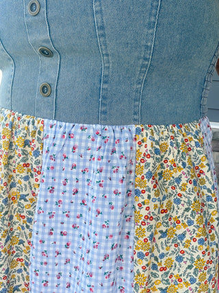 Denim & Ditsy Floral Midi Dress