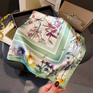 Dragonfly & Floral Print Square Scarf