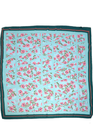 Blue Oversized Floral Print Bandana Scarf Wrap