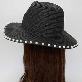 Pearl Beaded Straw Hat