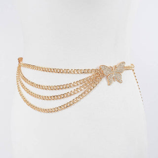 Butterfly Buckle Layered Chain Belt