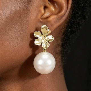 Flower & Pearl Drop Earrings