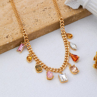 Earth Tone Crystal Charm Necklace
