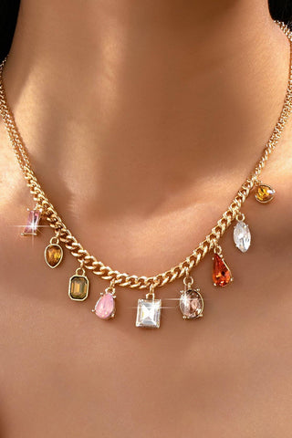 Earth Tone Crystal Charm Necklace
