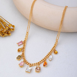 Earth Tone Crystal Charm Necklace