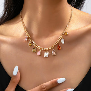 Earth Tone Crystal Charm Necklace