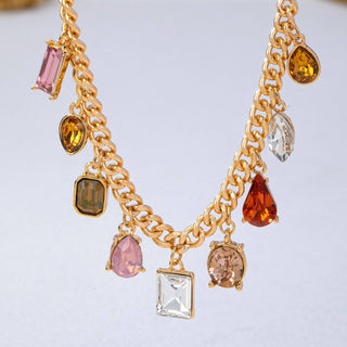 Earth Tone Crystal Charm Necklace