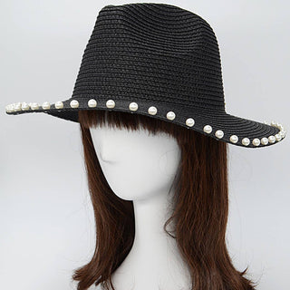Pearl Beaded Straw Hat
