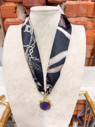 Eggplant Stone Scarf Necklace