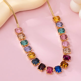 Emerald-Cut Gemstone Statement Necklace | Rainbow