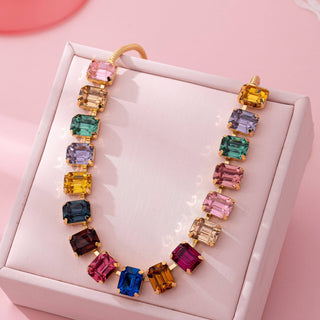 Emerald-Cut Gemstone Statement Necklace | Rainbow