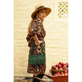 Emerald Eden Beaded Shoulder Bag