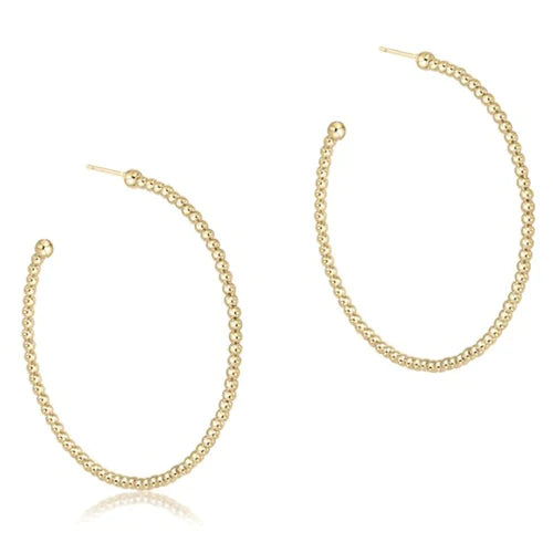 Beaded Classic 1.75" post hoop- 2mm Gold