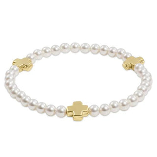 Enewton Extends | Signature Cross Pearl Pattern 4mm Bead Bracelet - Gold