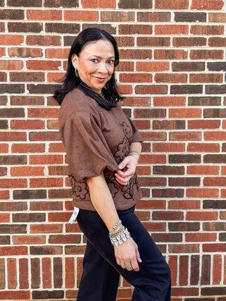 Espresso Bloom Crewneck Top