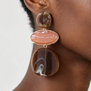 Triple Marble Stone Drop Earrings