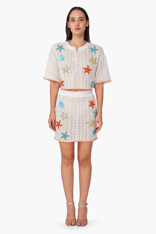Seaside Coral Crochet Skirt Set