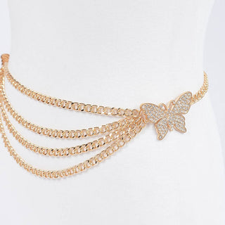 Butterfly Buckle Layered Chain Belt