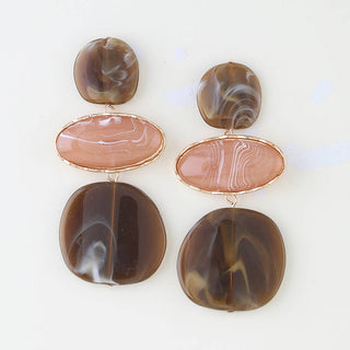Triple Marble Stone Drop Earrings